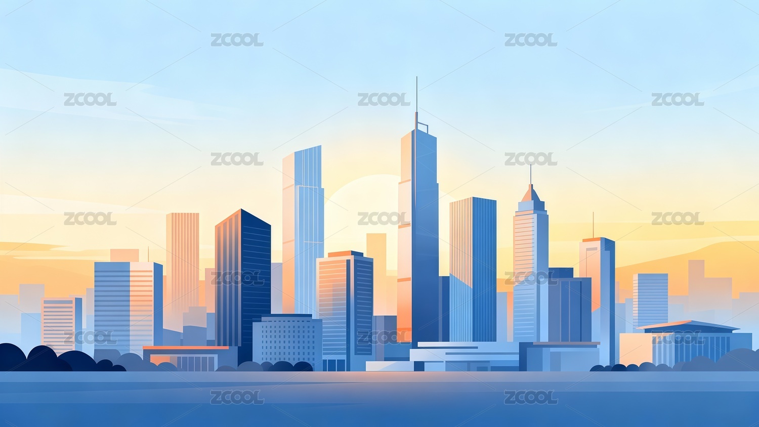 科技感建筑插画背景