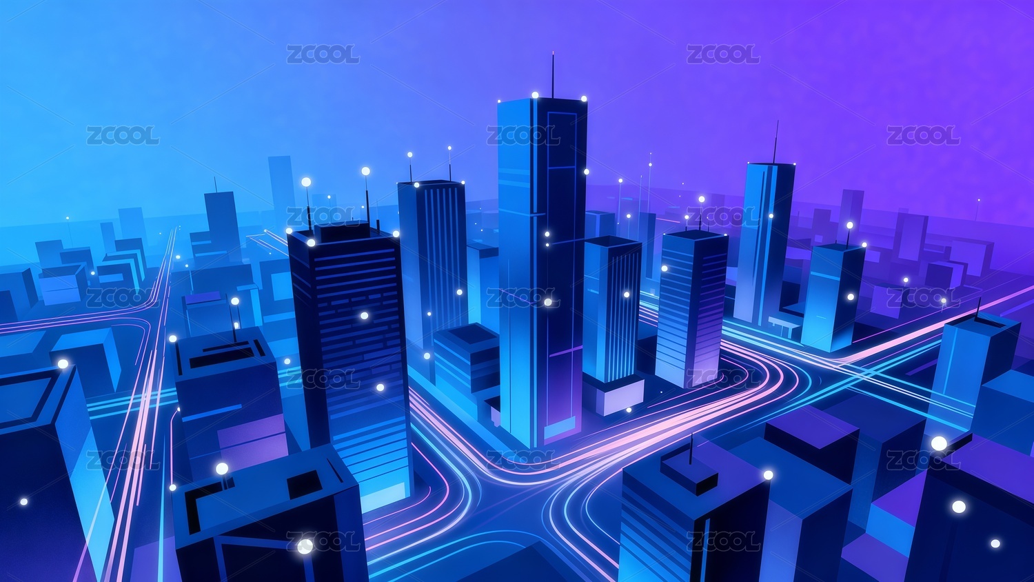 科技感建筑插画背景