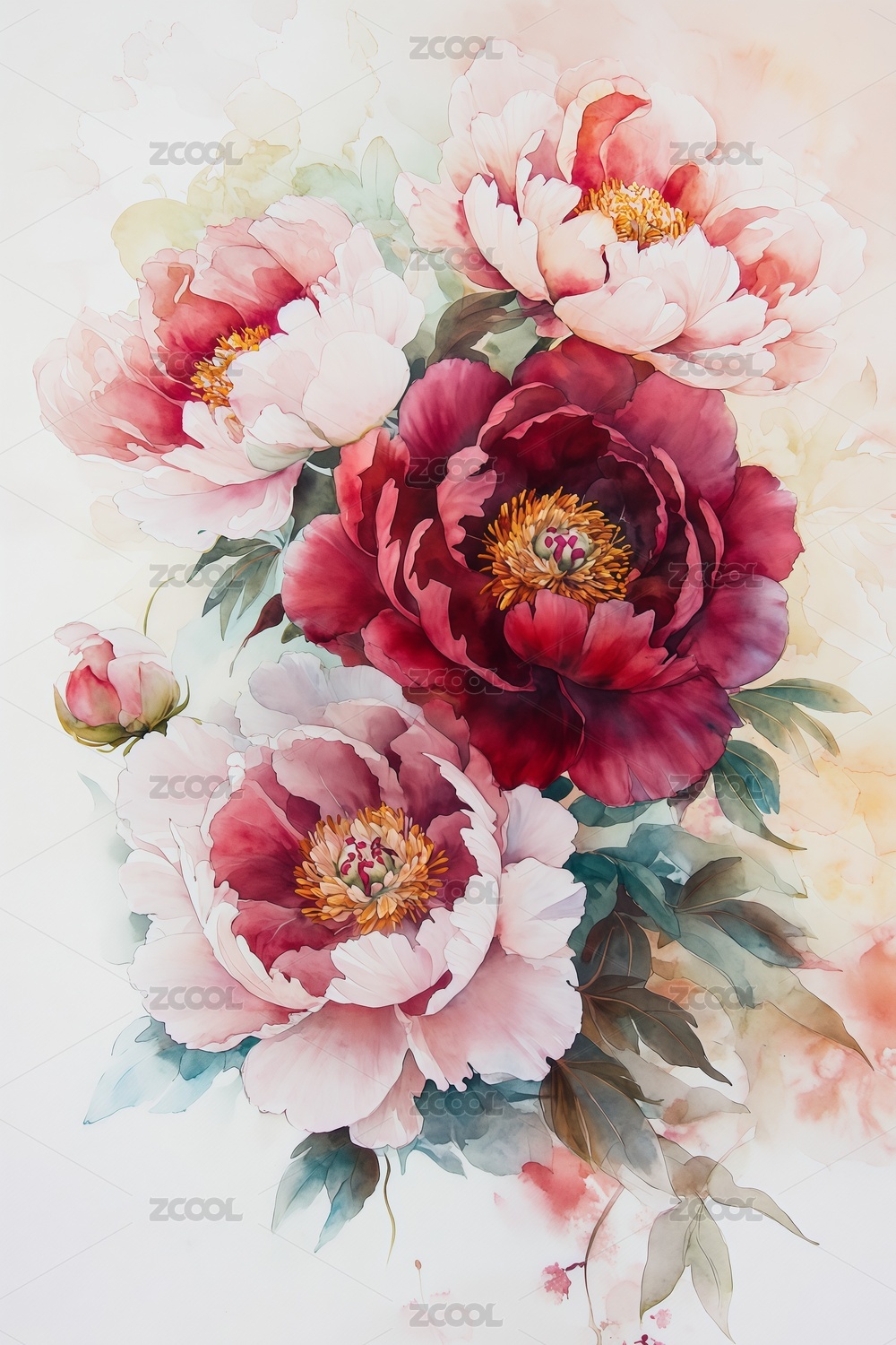 水彩花卉图案插画背景