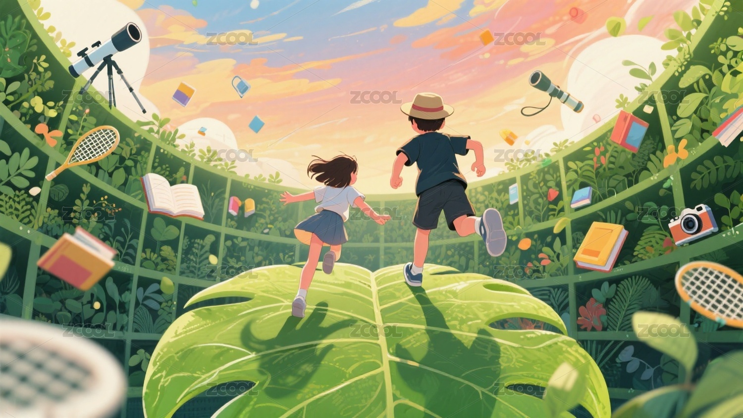 开学季插画背景