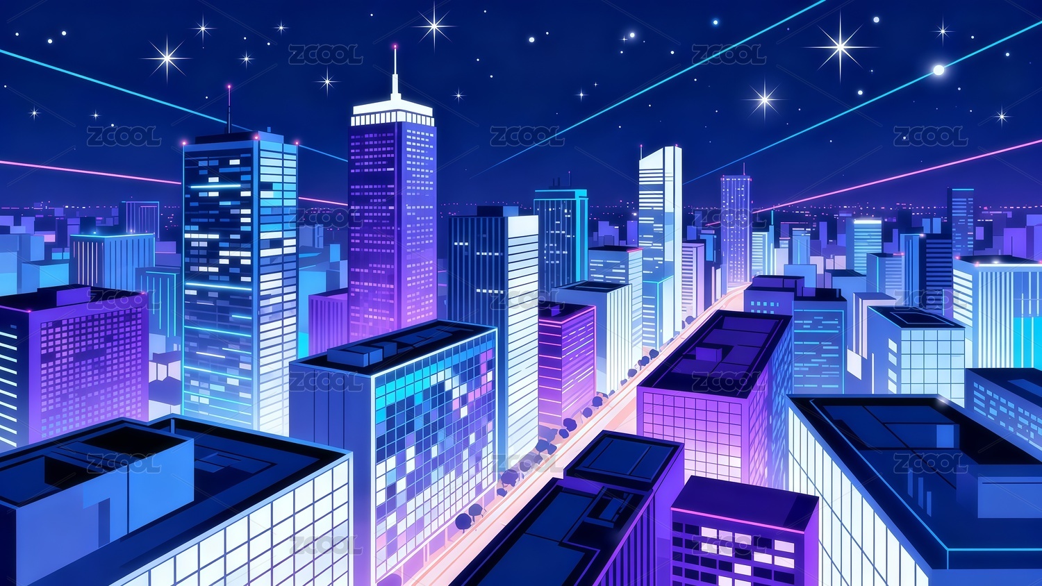 科技感建筑插画背景