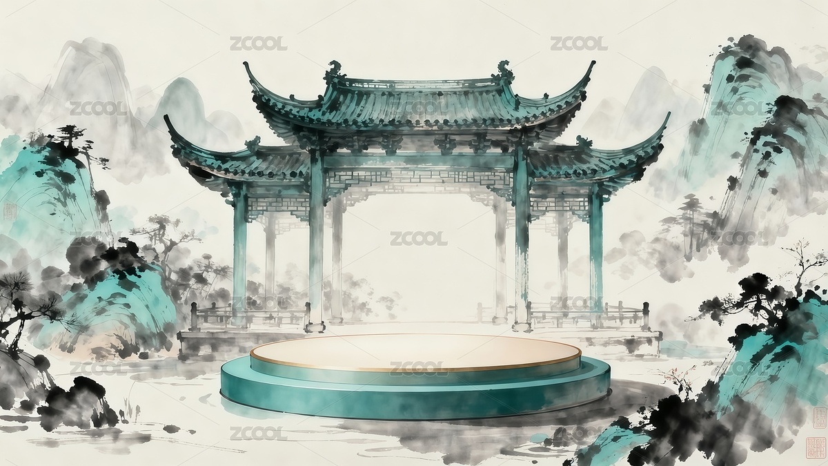 国画风格电商展台插画（主预览-11471228） - 未分类 - 站酷设计师站酷素材原创素材 - 站酷ZCOOL
