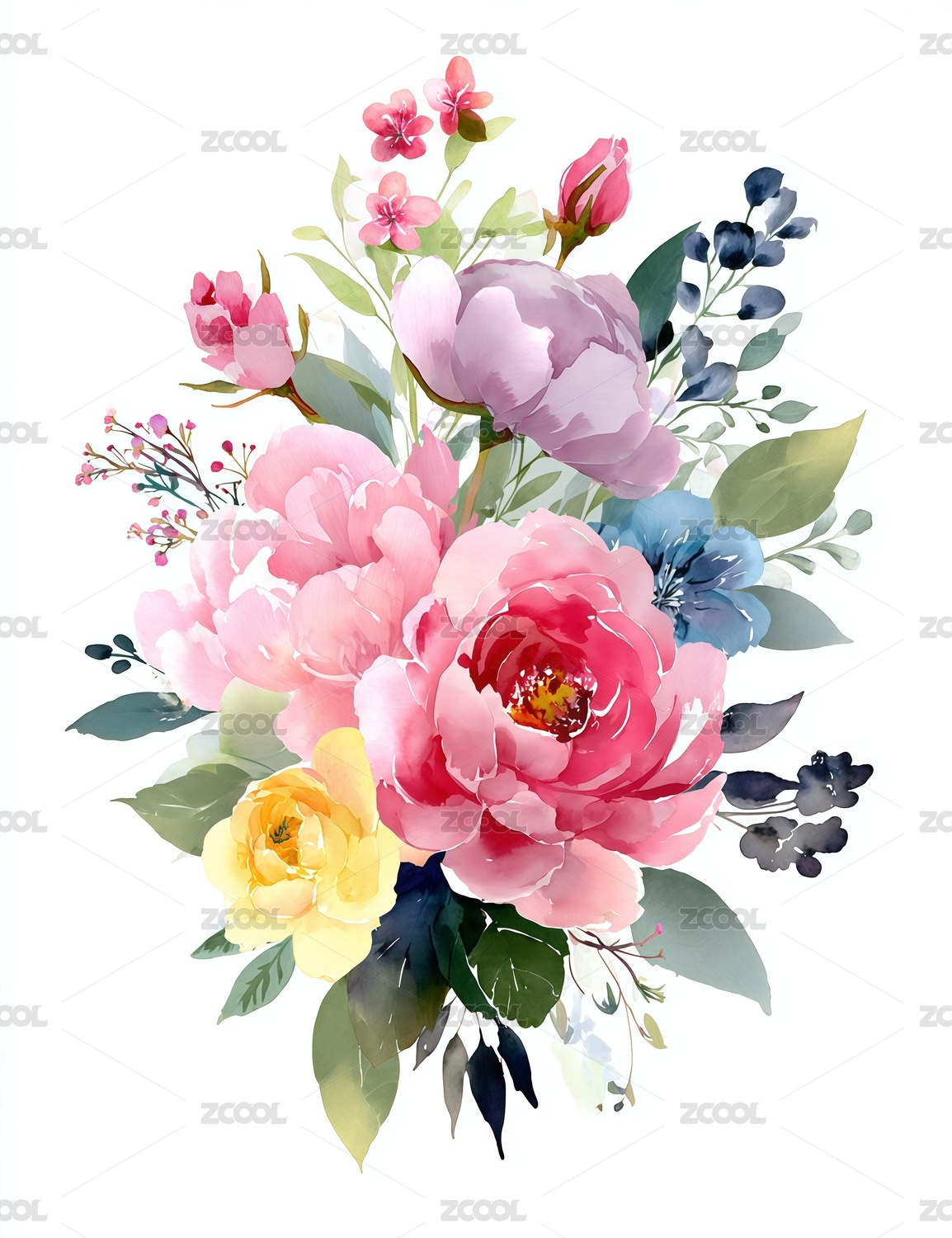 水彩花卉图案插画背景