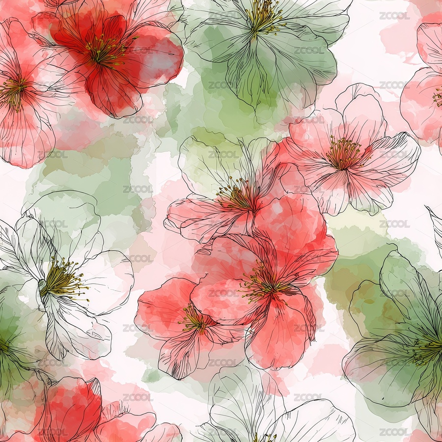 水彩花卉圖案插畫背景（主預(yù)覽-10086135） - 未分類 - 站酷設(shè)計師站酷素材原創(chuàng)素材 - 站酷ZCOOL