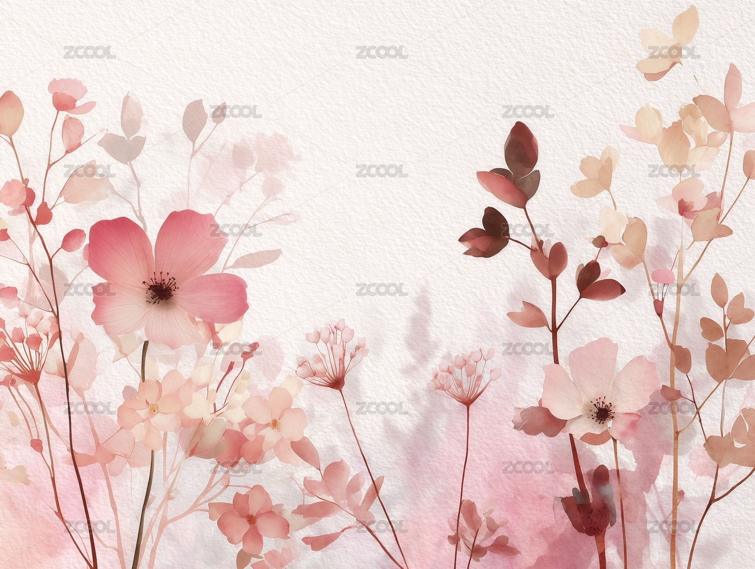 水彩花卉图案插画背景