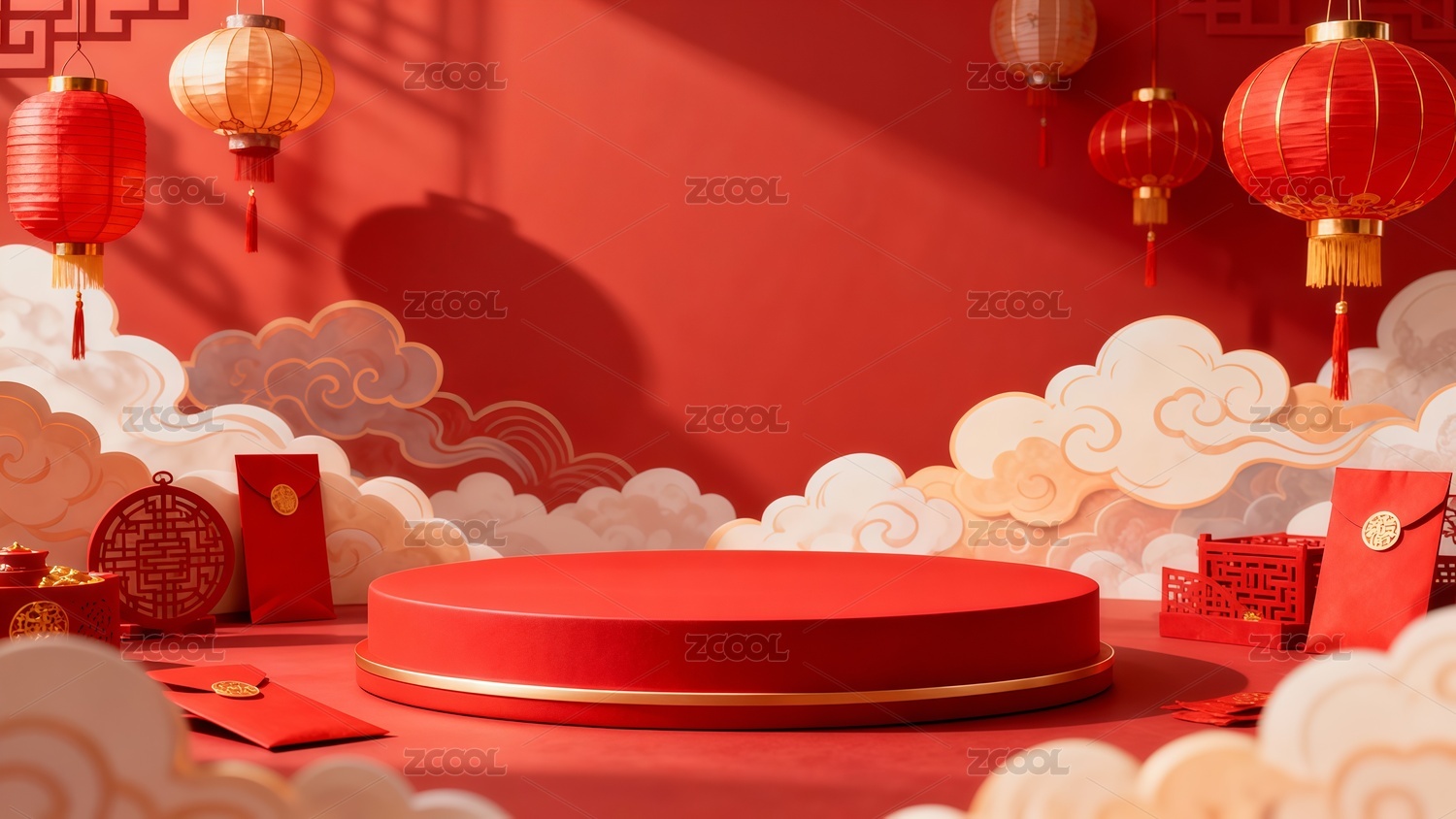 中国风电商展台插画