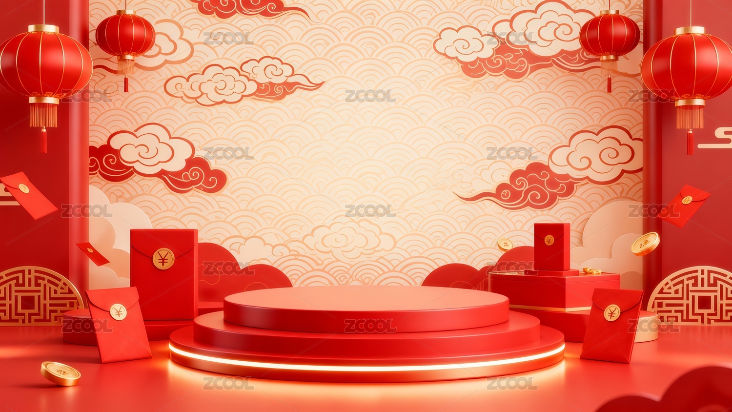 中国风电商展台插画