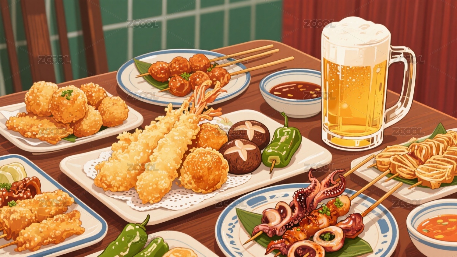餐饮插画背景素材