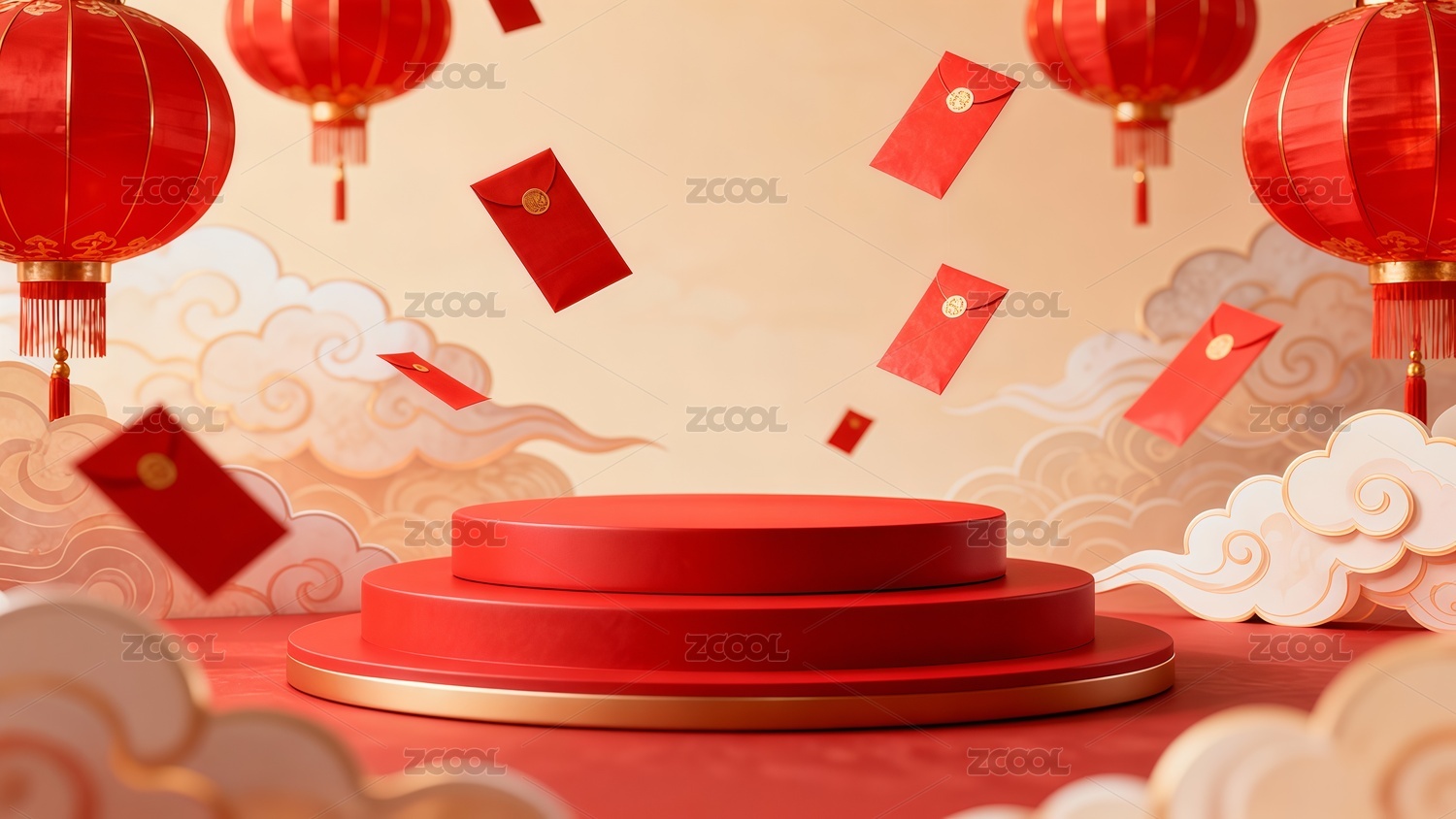 中国风电商展台插画