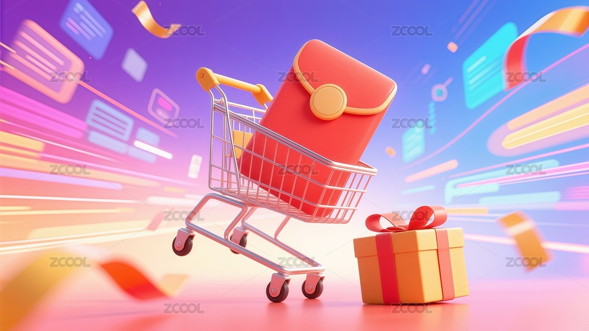 3D炫彩購(gòu)物車電商促銷插畫（主預(yù)覽-11470414） - 未分類 - 站酷設(shè)計(jì)師站酷素材原創(chuàng)素材 - 站酷ZCOOL