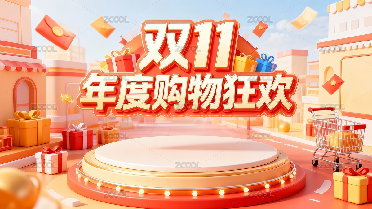 卡通风格双十一电商展台插画（主预览-11471338） - 未分类 - 站酷设计师站酷素材原创素材 - 站酷ZCOOL