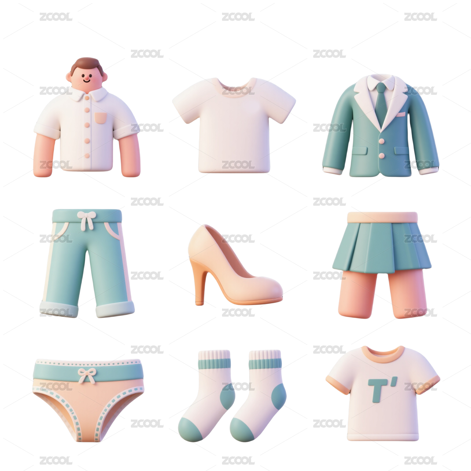 3D服装品类电商图标-免抠图icon