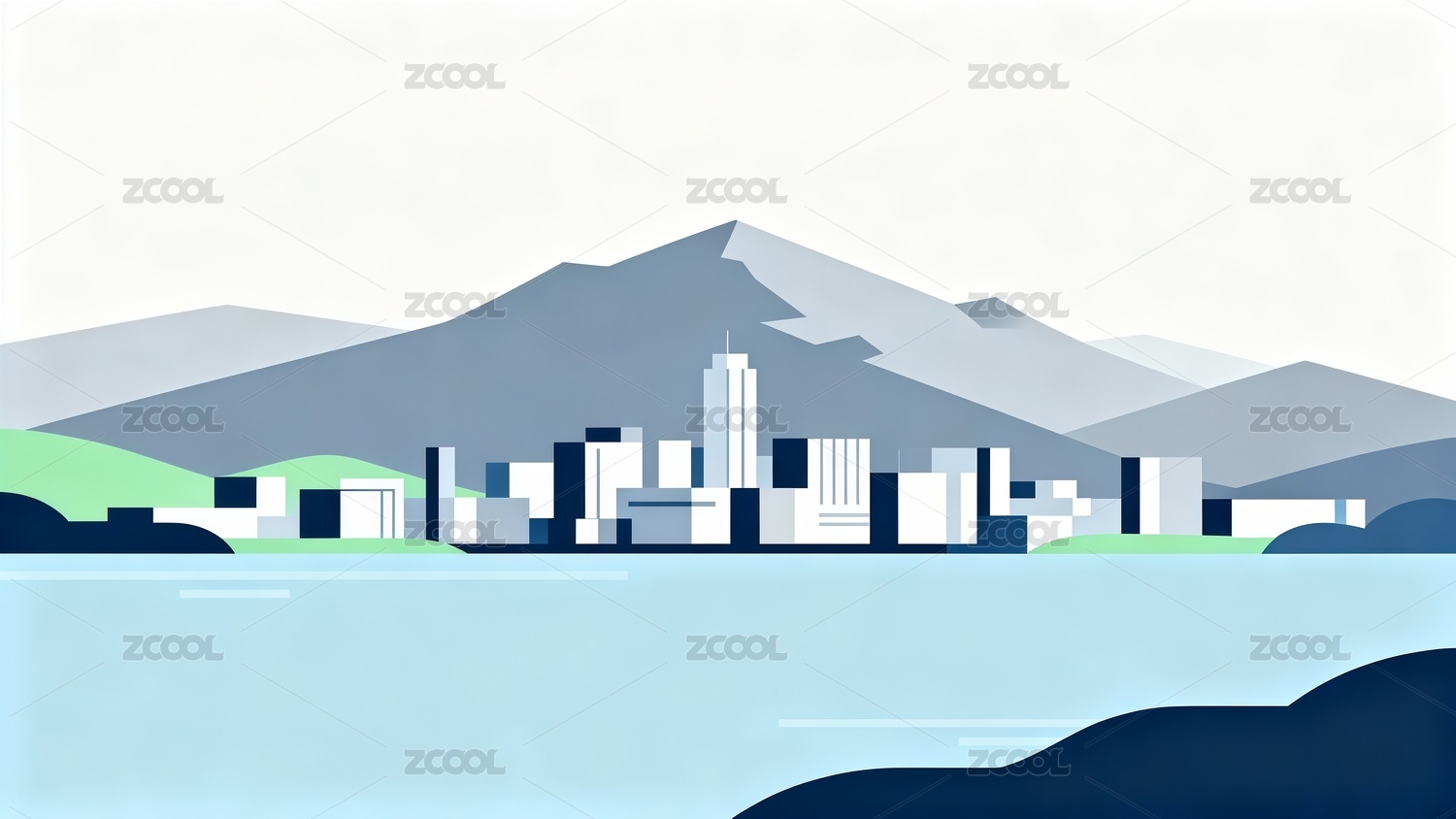 科技感建筑插画背景