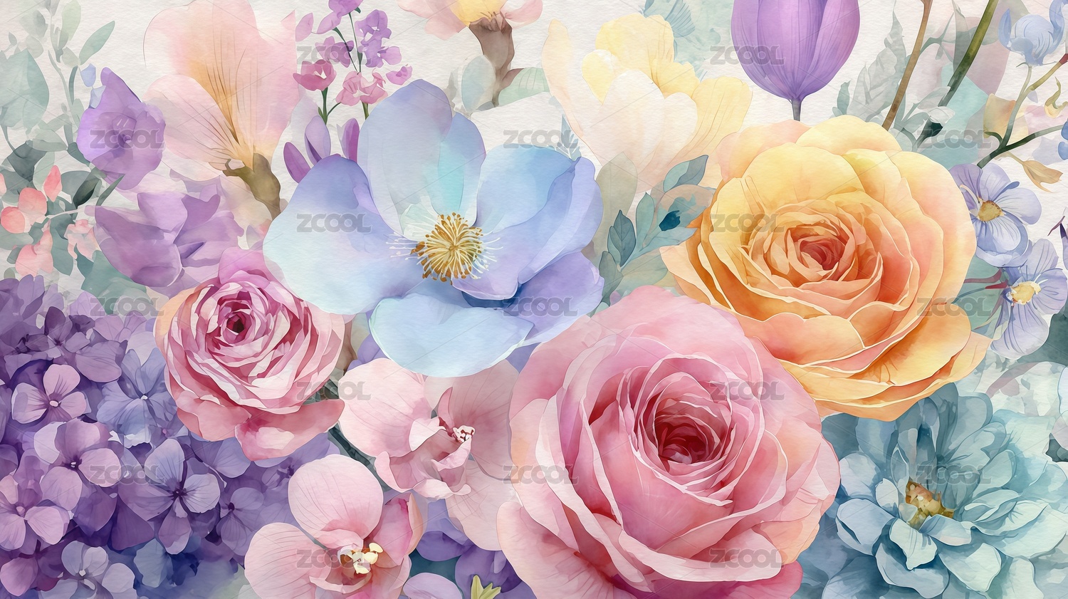 水彩花卉图案插画背景