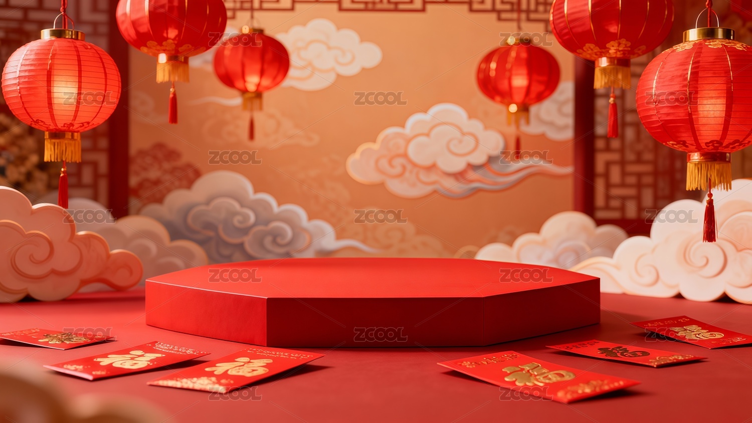 中国风电商展台插画