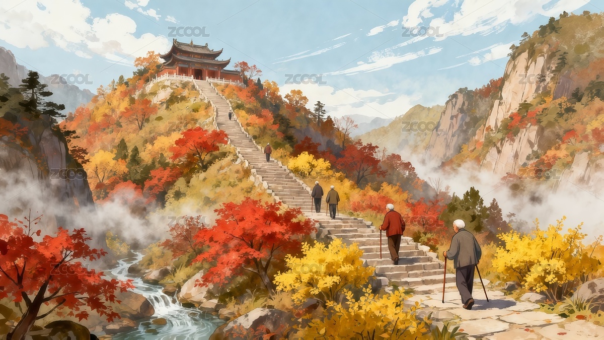 重阳节登高赏秋插画（主预览-11471400） - 未分类 - 站酷设计师站酷素材原创素材 - 站酷ZCOOL