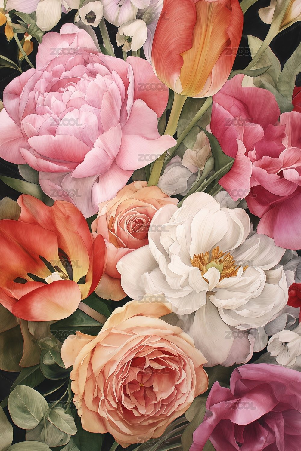 水彩花卉图案插画背景