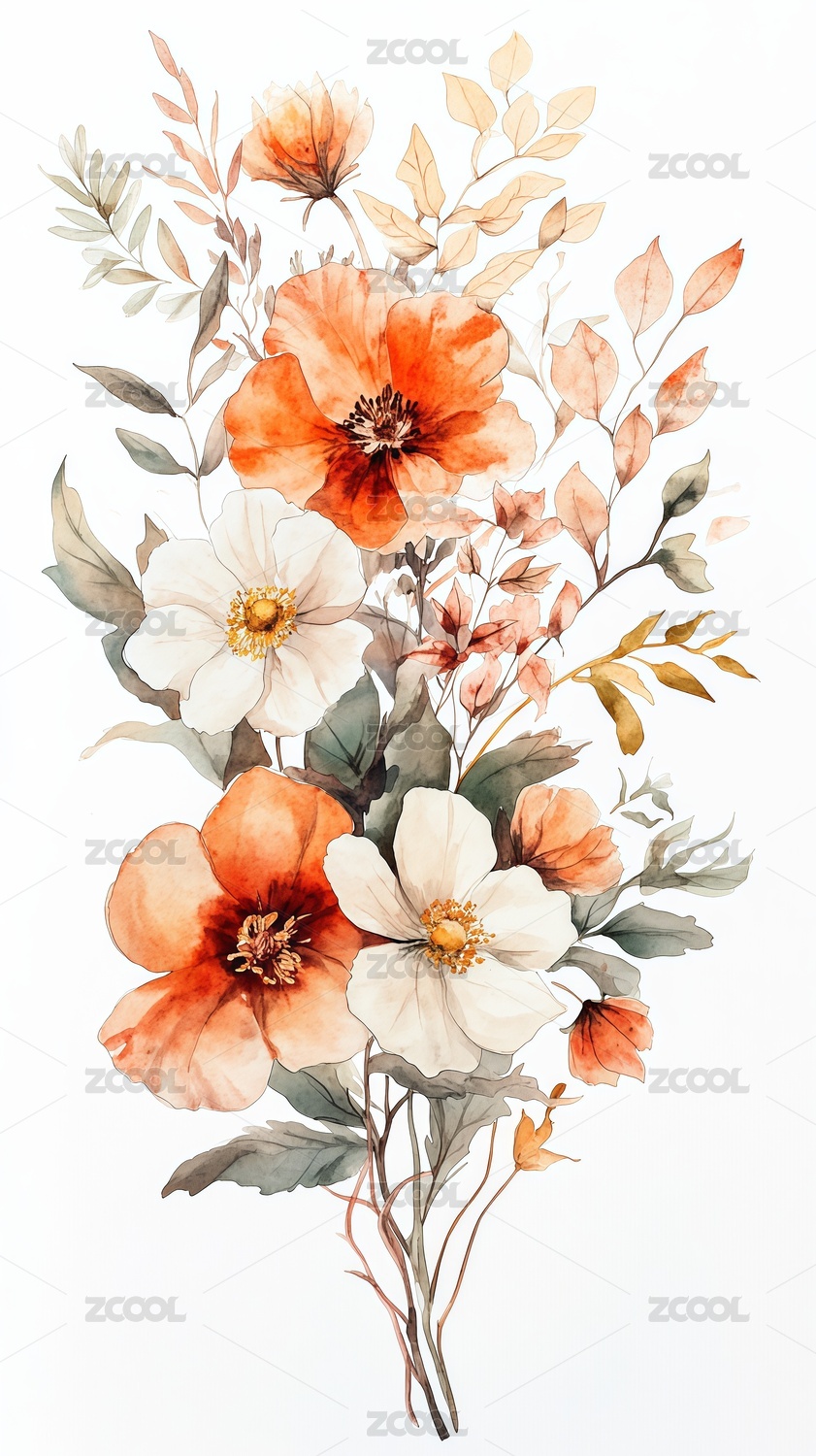 水彩花卉图案插画背景