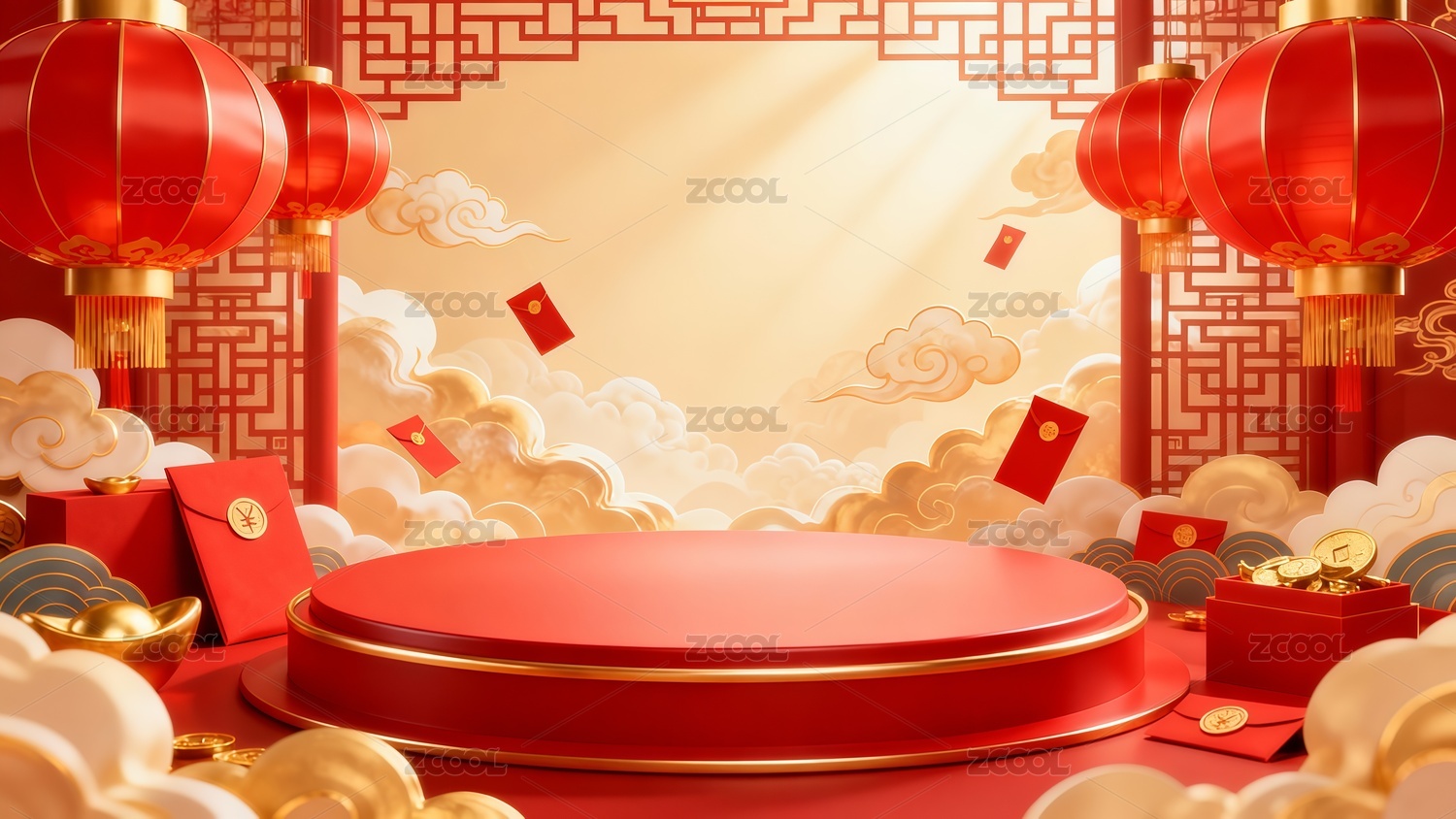 中国风电商展台插画