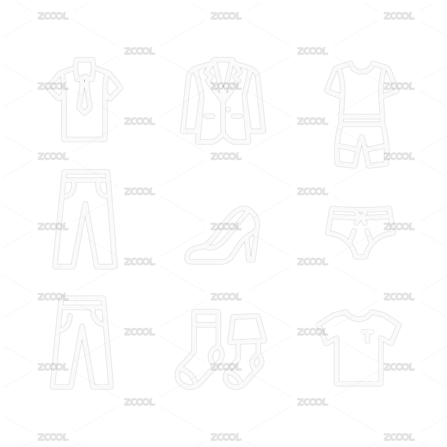 线条风服装品类电商图标-免抠图icon