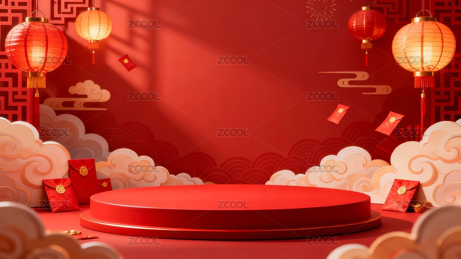 中国风电商展台插画