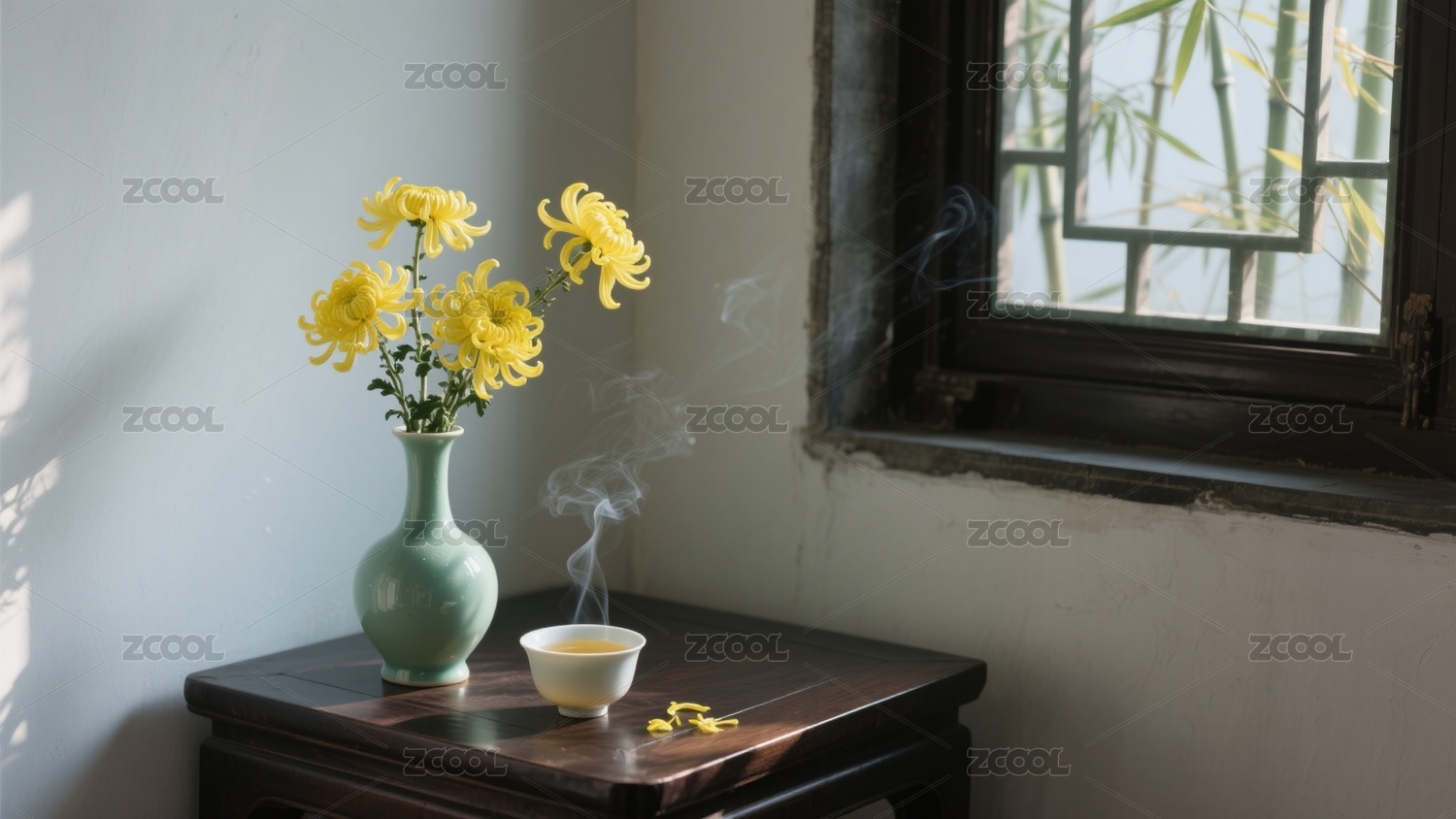 写实摄影重阳节菊花菊花茶背景