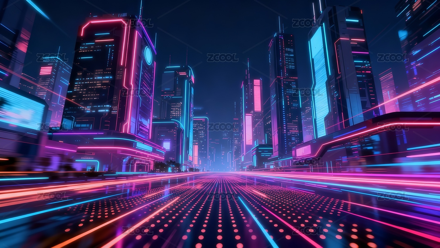 科技感建筑插画背景