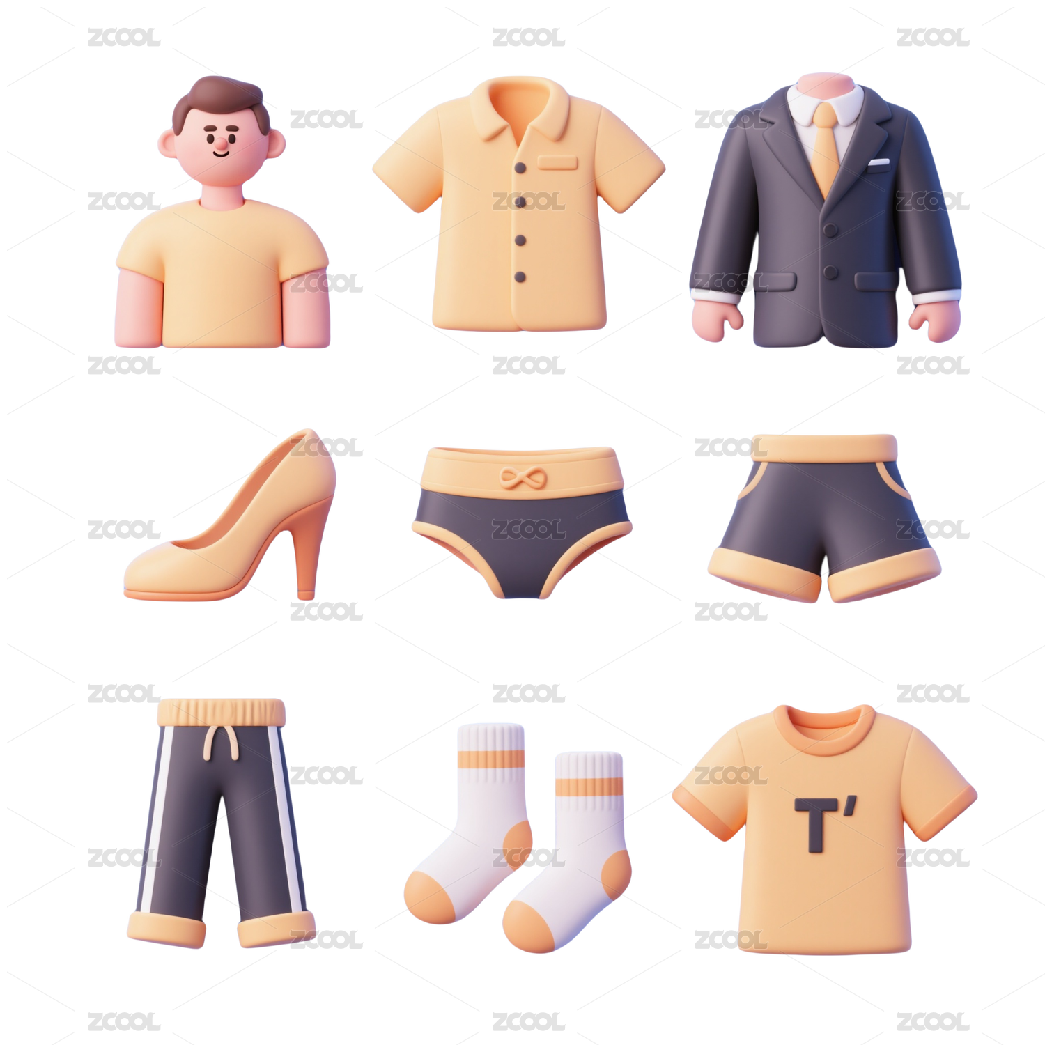 3D服装品类电商图标-免抠图icon